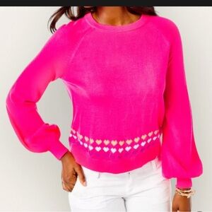 Lilly Pulitzer Pink Sweater with Heart Accents